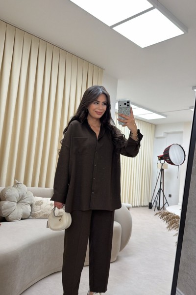 SOFİA ŞALVARLI TAKIM KAHVERENGİ Kahverengi