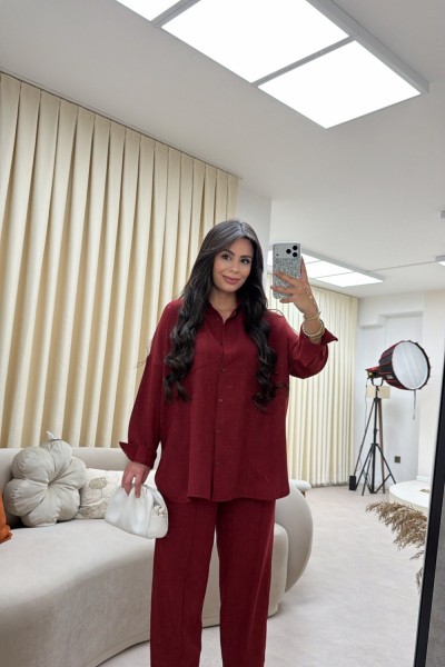 SOFİA ŞALVARLI TAKIM BORDO Bordo