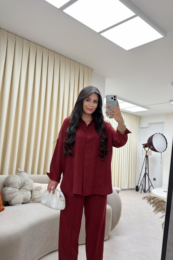 SOFİA ŞALVARLI TAKIM BORDO Bordo