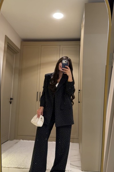 TAŞLI BLAZER SİYAH  Siyah