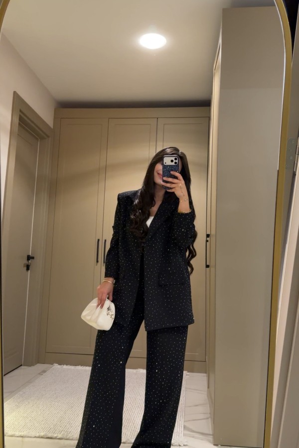 TAŞLI BLAZER SİYAH  Siyah