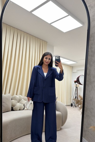 ÇİLEK KUMAŞ BLAZER TAKIM LACİVERT   Lacivert
