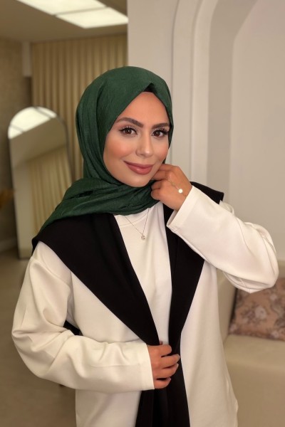 DÜZ MONOGRAM ŞAL YEŞİL Zümrüt