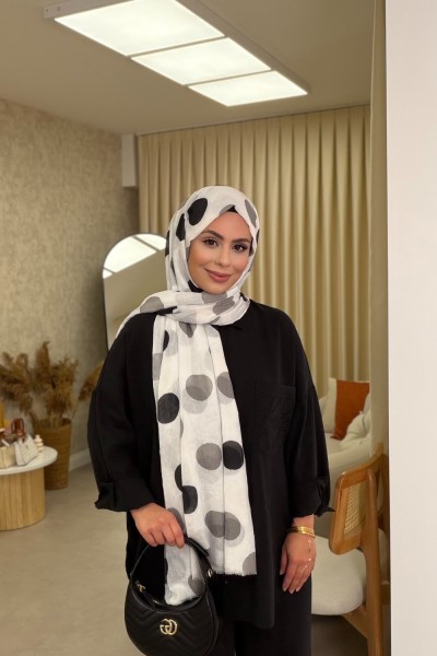 PUANTİYELİ ŞAL BEYAZ Beyaz