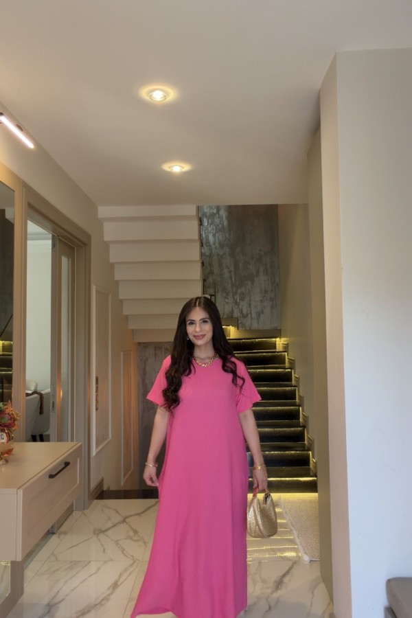 BÜRÜMCÜK ELBİSE PEMBE  Pembe