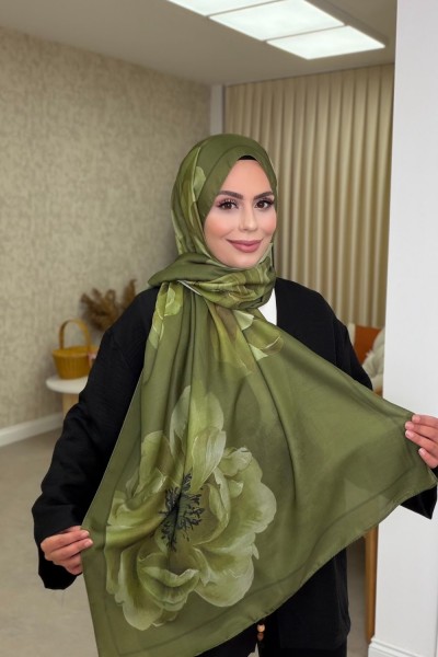 ÇİÇEK DESEN ŞAL FISTIK YEŞİLİ Fıstık Yeşili