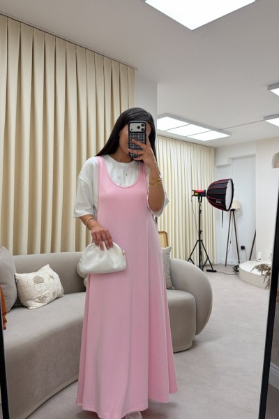 TWST TSHIRTLÜ ELBİSE PEMBE  Pembe