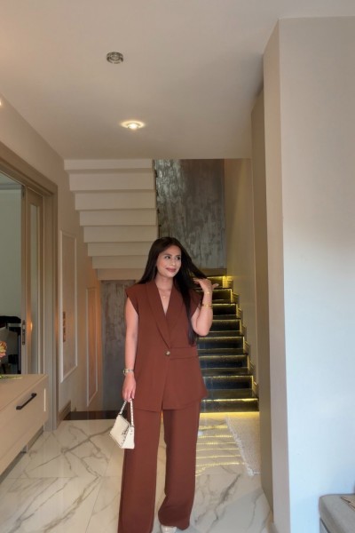 SIFIR KOL CEKETLİ TAKIM TABA Taba