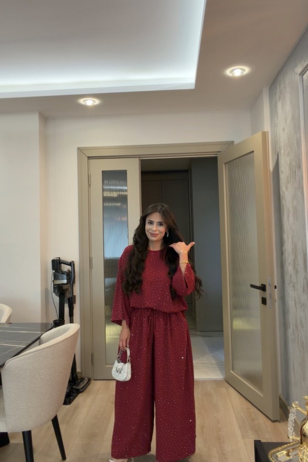 AEROBİN TAŞLI TAKIM BORDO Bordo