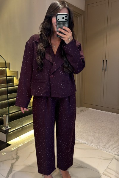 TAŞLI BLAZER CEKETLİ TAKIM BORDO (24 AĞUSTOS KARGO ÇIKIŞI) Bordo