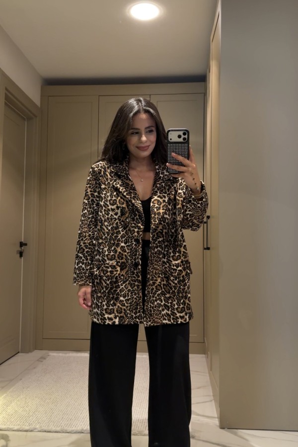 LEOPAR TAŞLI BLAZER TAKIM (31 AĞUSTOS KARGO ÇIKIŞI) Leopar