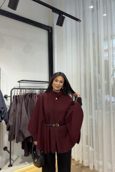 PELERİN KAŞE CEKET BORDO Bordo
