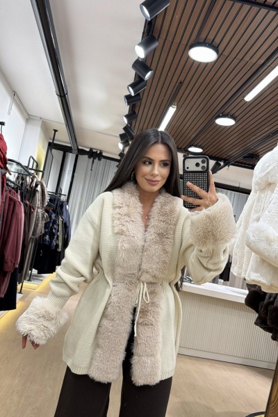 TREND KÜRKLÜ HIRKA KREM (30 EKİM KARGO ÇIKIŞI) Krem