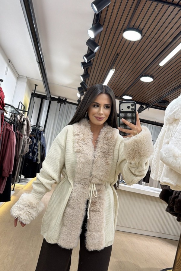 TREND KÜRKLÜ HIRKA KREM (30 EKİM KARGO ÇIKIŞI) Krem