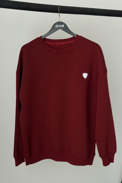KALPLİ SWEATSHIRT BORDO Bordo
