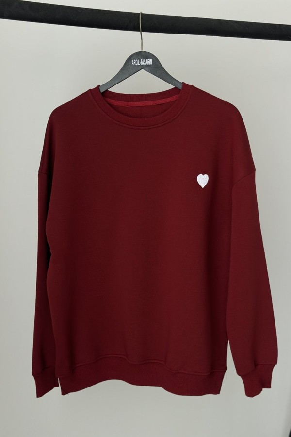 KALPLİ SWEATSHIRT BORDO Bordo