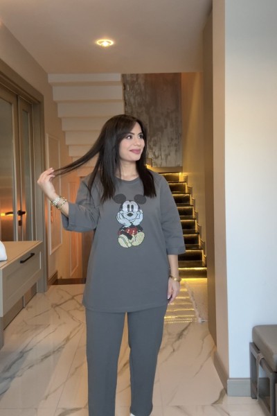TAŞLI MİCKEY TAKIM ANTRASİT  Antrasit