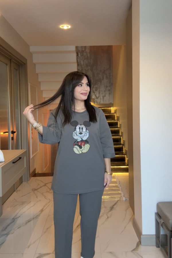 TAŞLI MİCKEY TAKIM ANTRASİT  Antrasit
