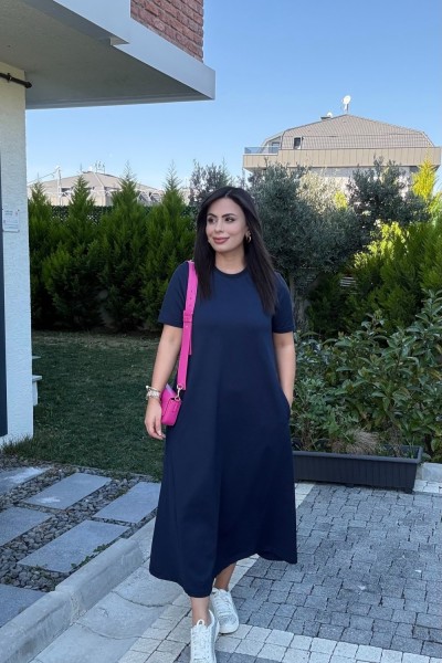 İKİ İPLİK ELBİSE LACİVERT Lacivert