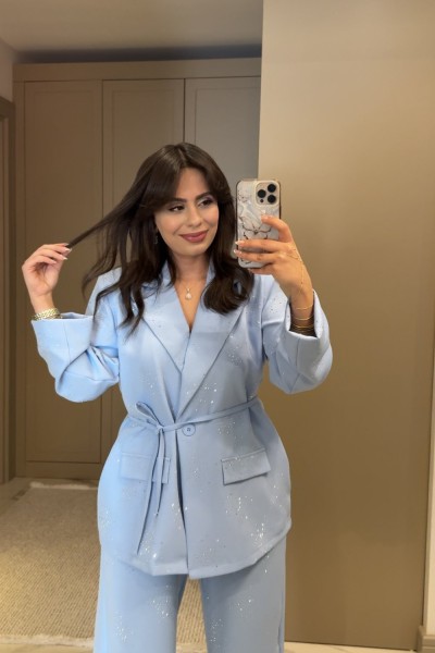 IŞILTILI BLAZER TAKIM BEBE MAVİSİ  Bebe Mavisi