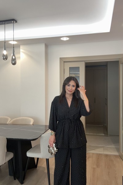 TAŞLI DUBAİ TAKIM SİYAH  Siyah