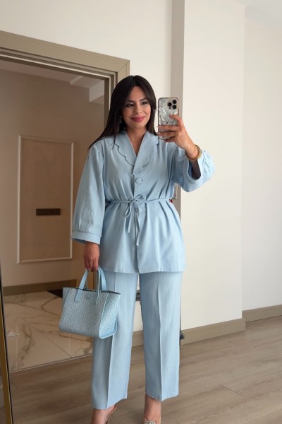 KETEN BEBEKSİ TAKIM BEBE MAVİ  Bebe Mavisi