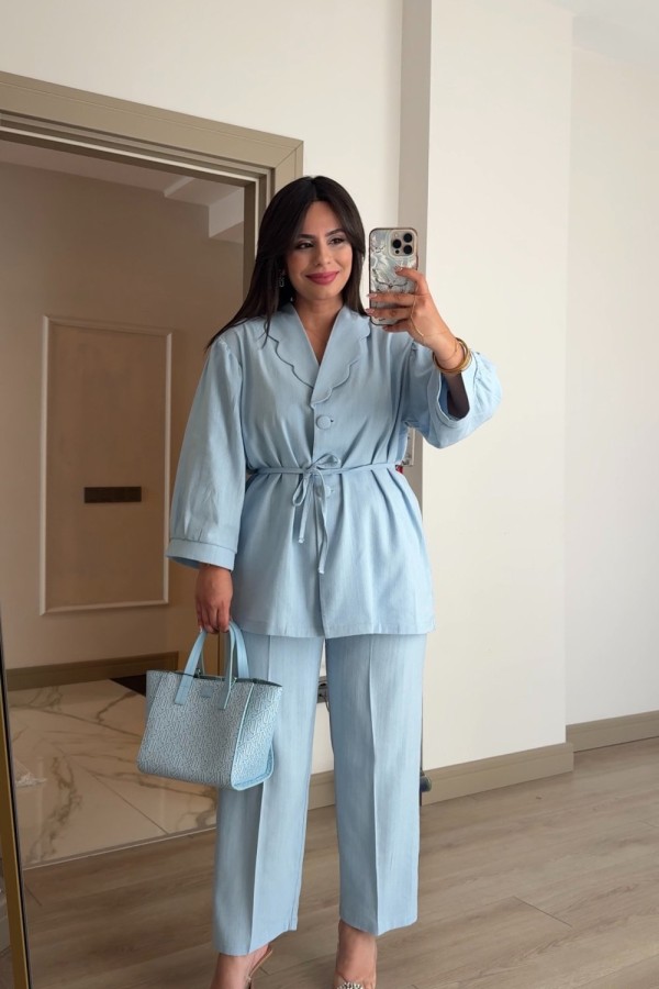 KETEN BEBEKSİ TAKIM BEBE MAVİ  Bebe Mavisi