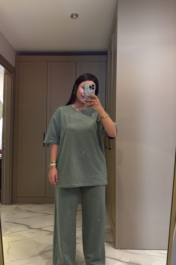 İKİ İPLİK TAŞLI TAKIM MİNT  Mint Yeşili
