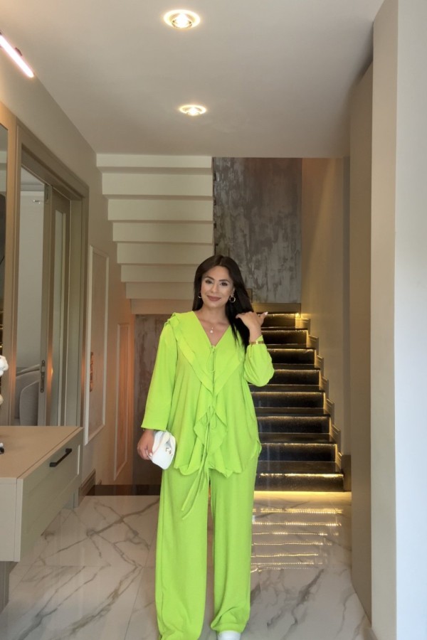 FIRFIRLI BÜRÜMCÜK TAKIM NEON YEŞİLİ   Yeşil