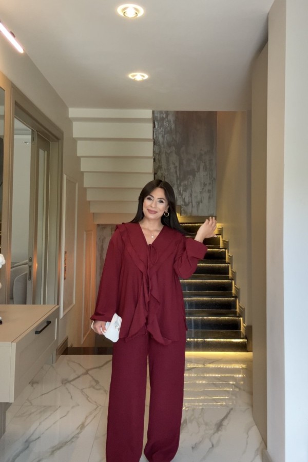 FIRFIRLI BÜRÜMCÜK TAKIM BORDO   Bordo