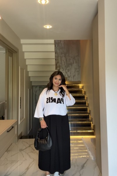 OYSHO PARİS ETEKLİ TAKIM  Siyah