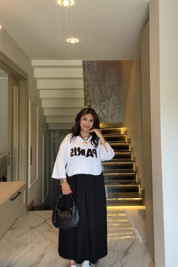 OYSHO PARİS ETEKLİ TAKIM  Siyah