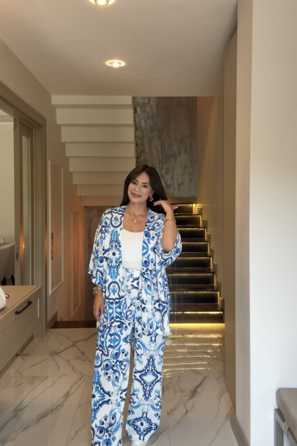 ZARA DESEN BÜRÜMCÜK PAREO TAKIM  MAVİ  Gök Mavi