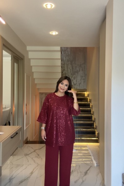 PULLU KREP TAKIM BORDO  Bordo