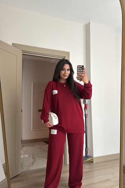 ETİKETLİ FİTİLLİ TAKIM BORDO  Bordo