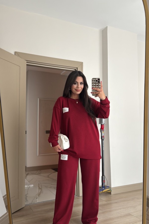 ETİKETLİ FİTİLLİ TAKIM BORDO  Bordo