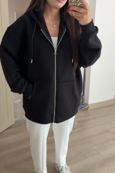 ÜÇ İPLİK ŞARDONLU SWEAT SİYAH Siyah
