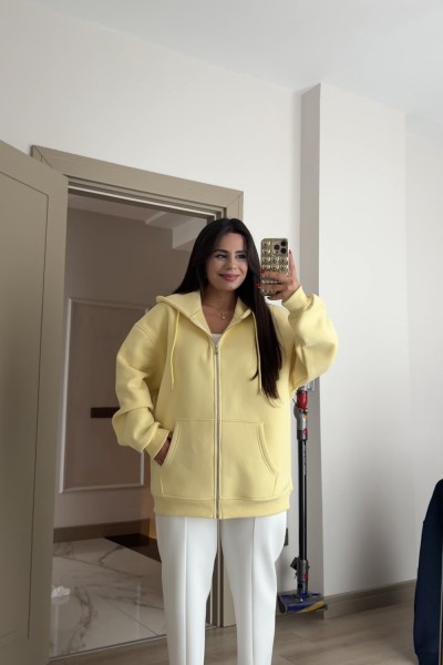 ÜÇ İPLİK ŞARDONLU SWEAT SARI Sarı