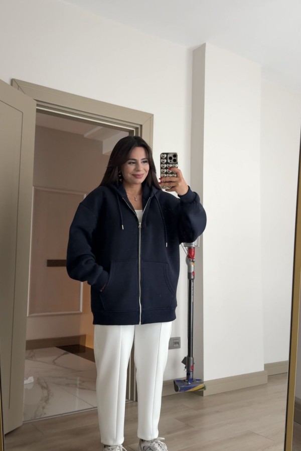 ÜÇ İPLİK ŞARDONLU SWEAT LACİVERT Lacivert