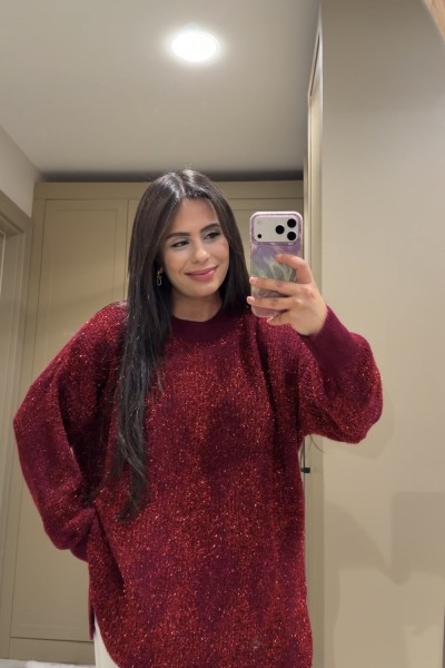SİMLİ TRİKO KAZAK BORDO  Bordo