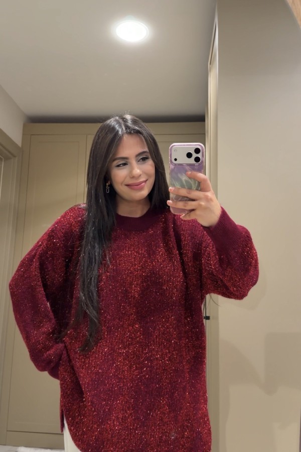 SİMLİ TRİKO KAZAK BORDO  Bordo