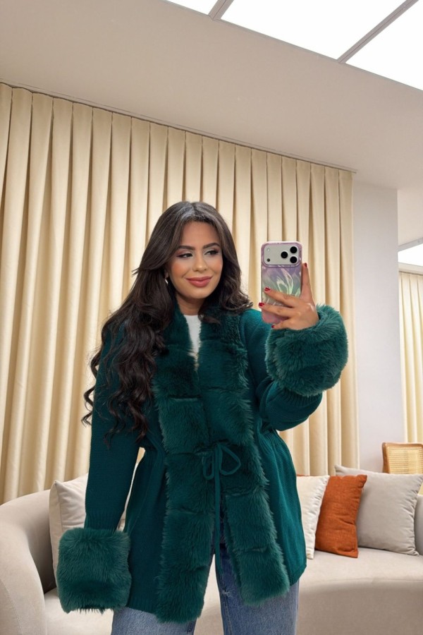 TREND KÜRKLÜ HIRKA YEŞİL  Yeşil