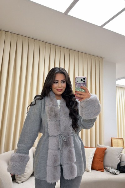 TREND KÜRKLÜ HIRKA GRİ  Gri