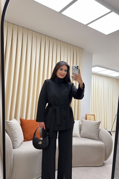 ZEHRA CEKETLİ SCUBA TAKIM SİYAH Siyah