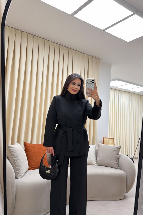 ZEHRA CEKETLİ SCUBA TAKIM SİYAH Siyah