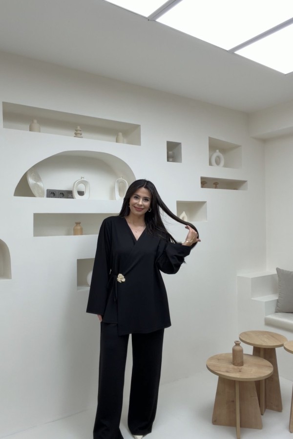 BÜŞRA KREP TAKIM SİYAH  Siyah