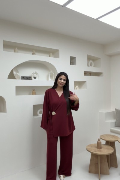 BÜŞRA KREP TAKIM BORDO  Bordo