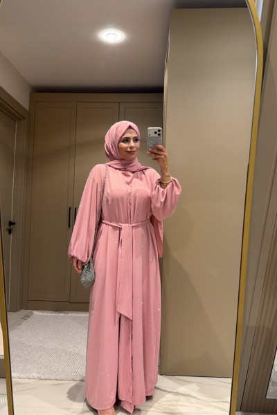 3 LÜ ABAYA SETİ PEMBE Pembe