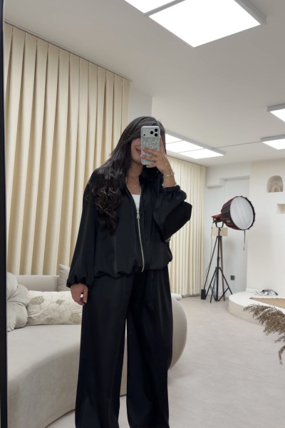 ZARA MODEL SATEN TAKIM SİYAH Siyah