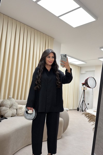 SOFİA ŞALVARLI TAKIM SİYAH Siyah